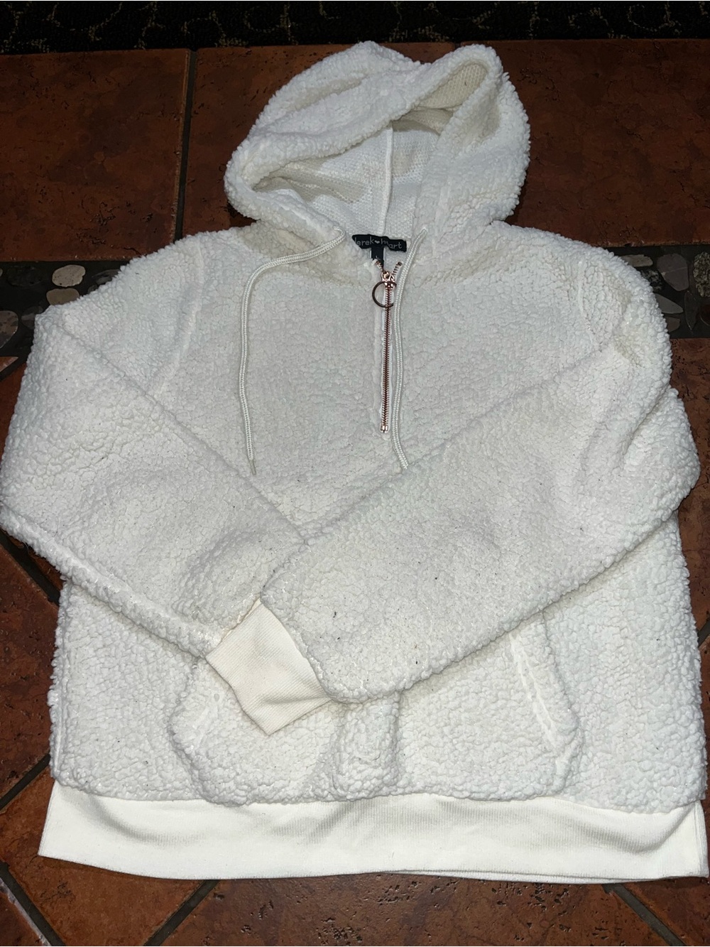 Derek Heart Cream Sherpa Hooded Zip-Pullover Jacket